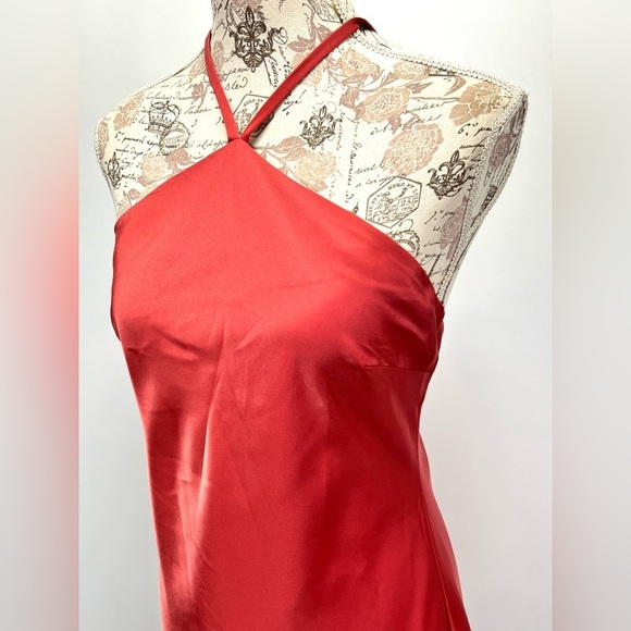 LULU'S Rose Red halter neck satin mini dress size L - Picture 4 of 15